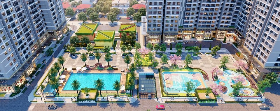 khuôn viên nội khu dự án ha noi melody residence