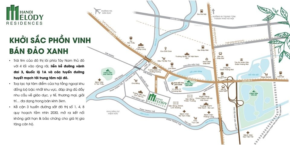 Vị trí dự án hanoi melody linh đàm